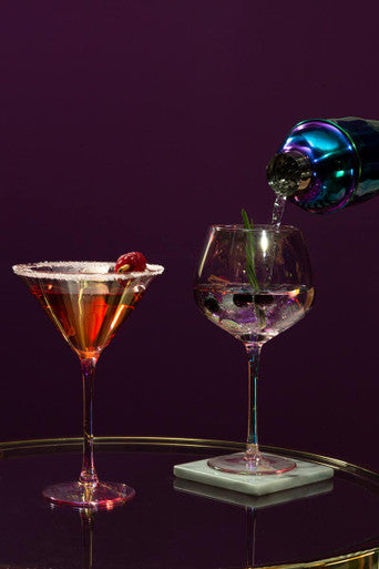 Frosted Deco Set of 2 Gin Glasses in Soft Pink