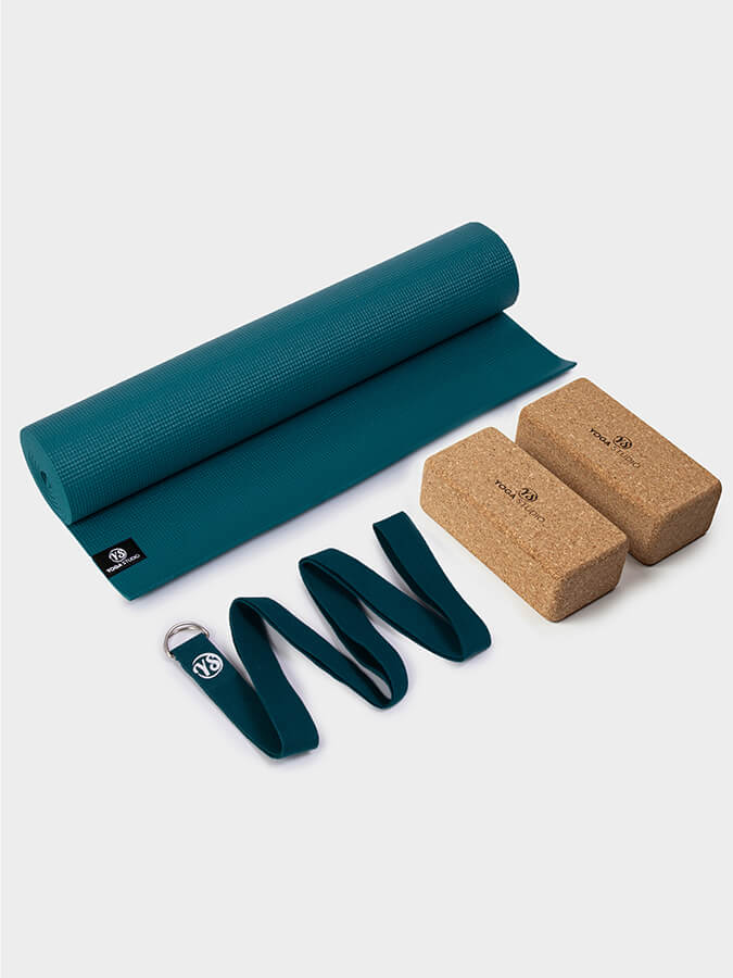Starter Cork Yoga Set with Mat Blocks and Strap