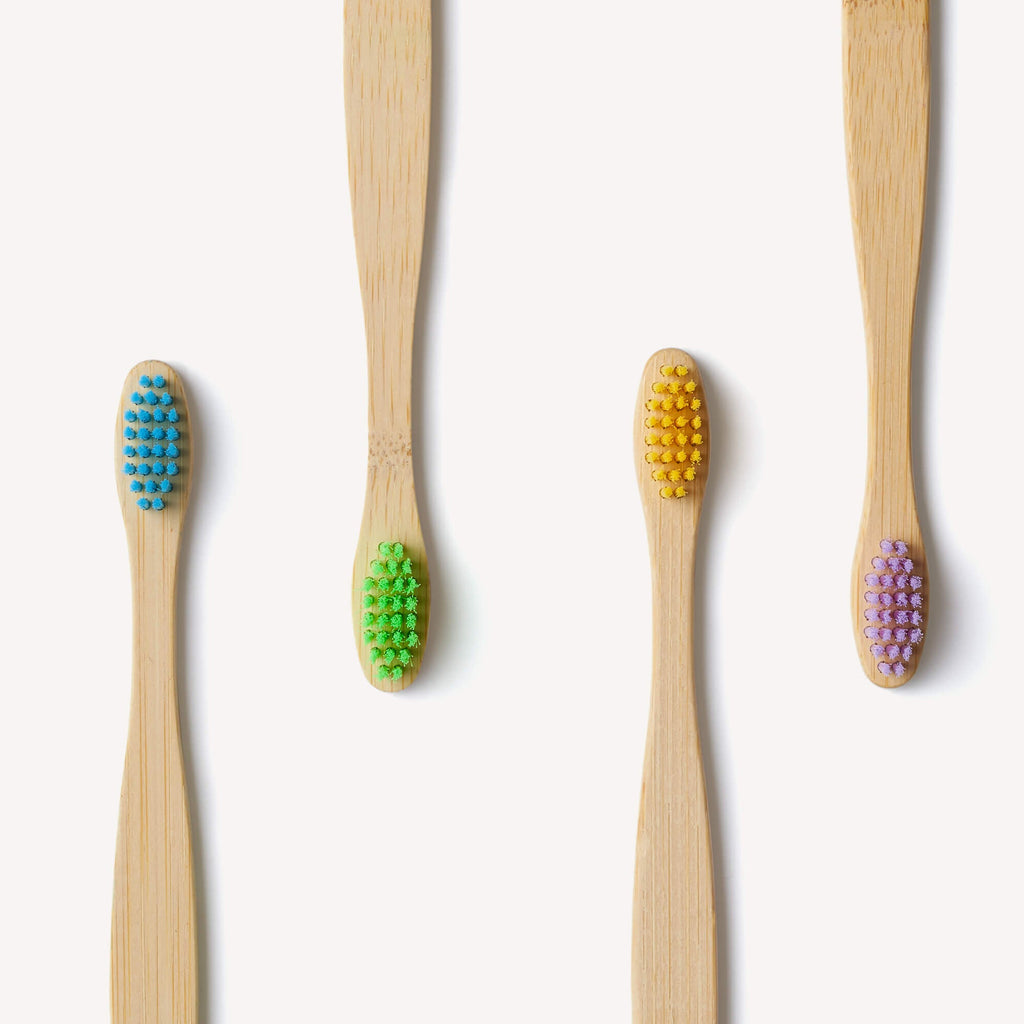Children's Bamboo Toothbrush 4 Pack Multi Colour