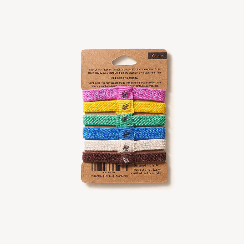 Organic Cotton Hair Ties 6 Pack Multi Colour