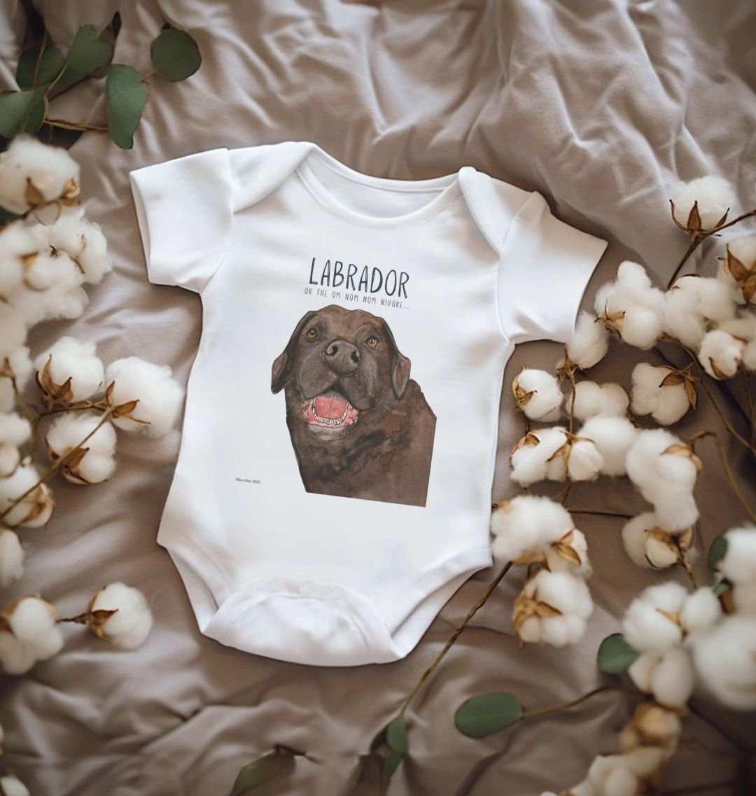 Chocolate Labrador Baby Bodysuit Organic Cotton
