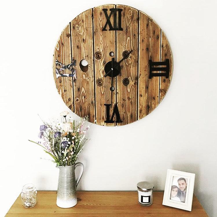 XXL Reclaimed Cable Reel Wall Clock