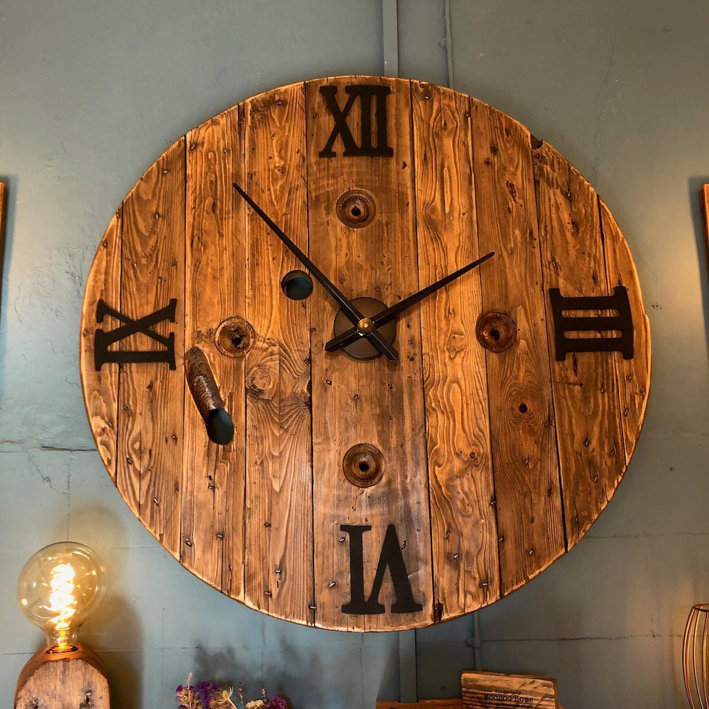 XXL Reclaimed Cable Reel Wall Clock