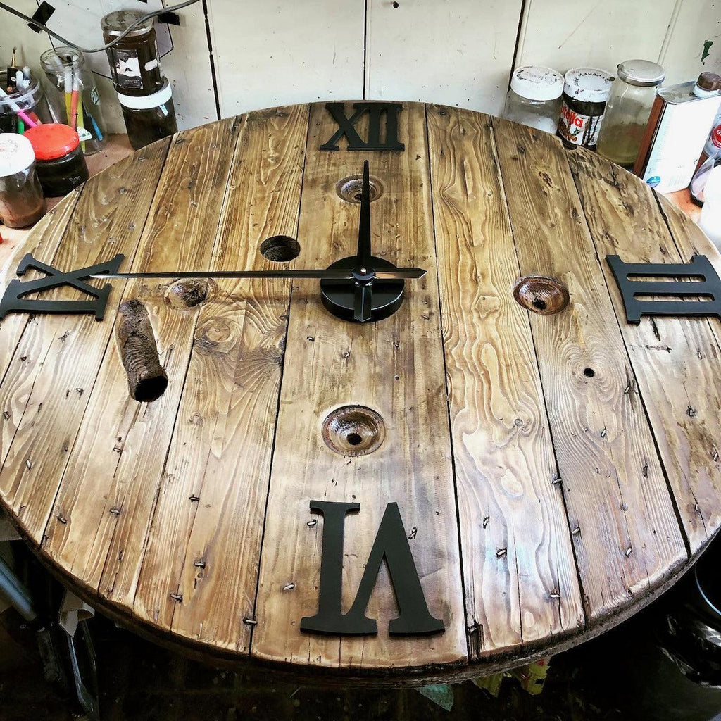 XXL Reclaimed Cable Reel Wall Clock