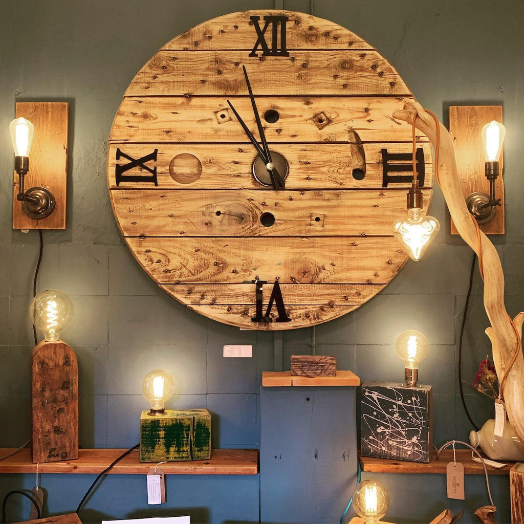 XXL Reclaimed Cable Reel Wall Clock