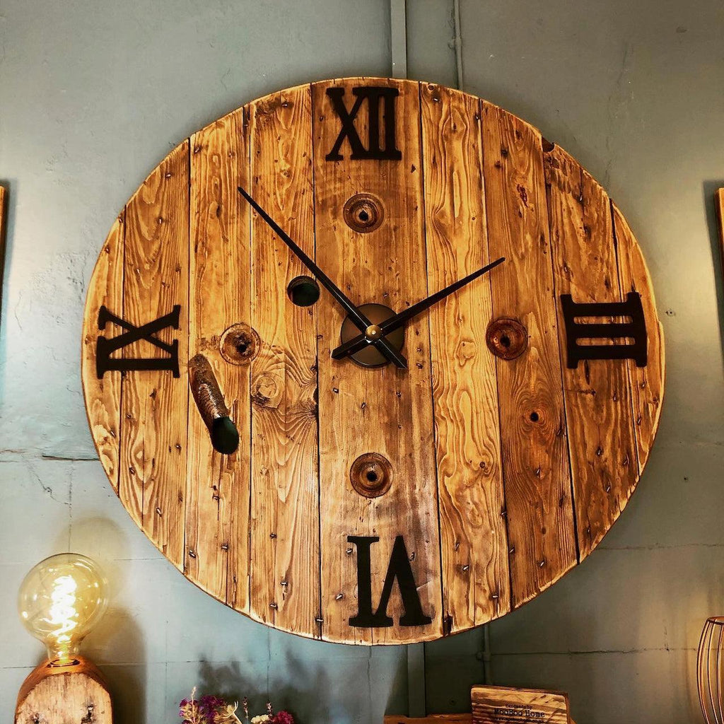 XXL Reclaimed Cable Reel Wall Clock