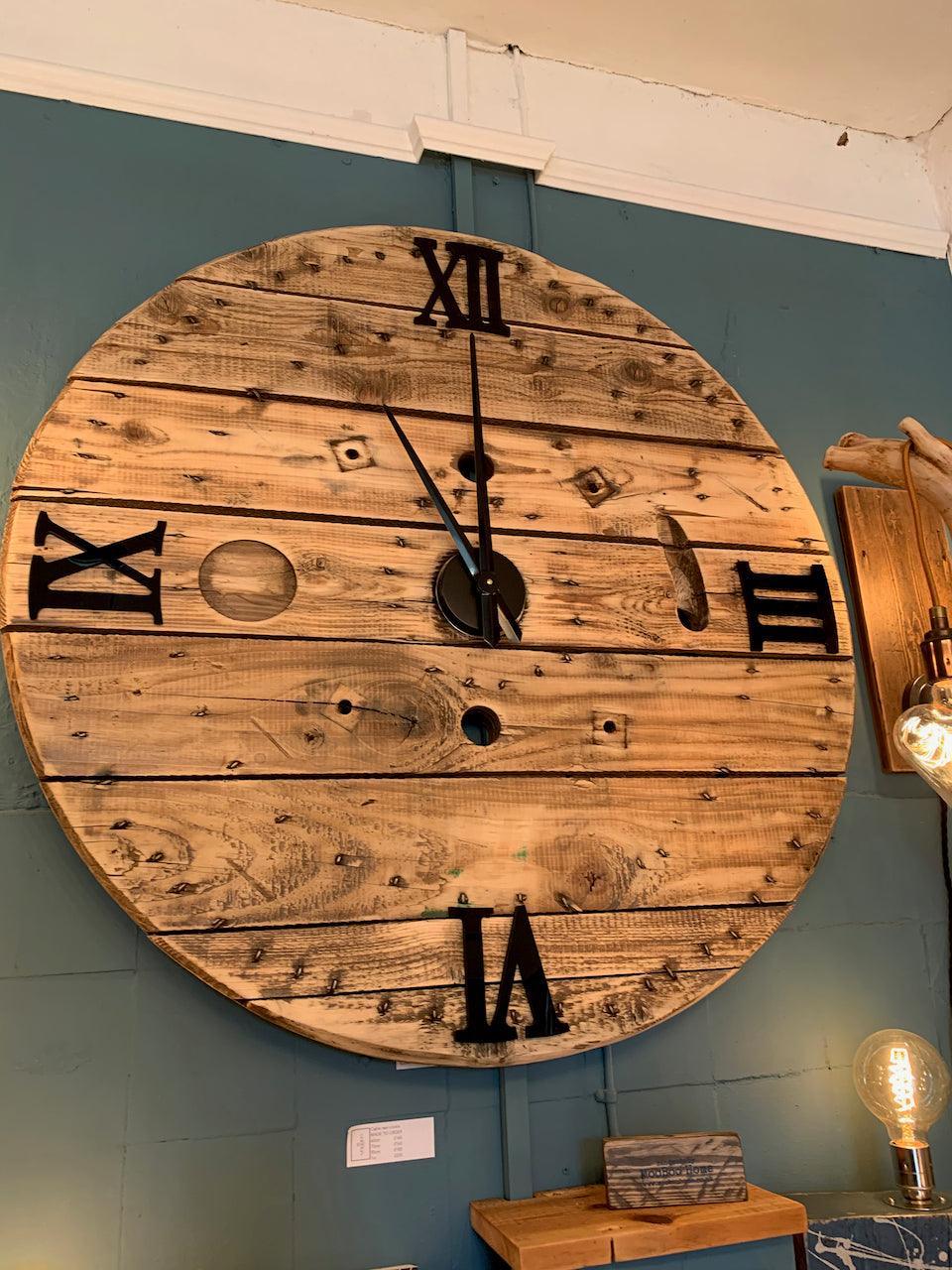 XXL Reclaimed Cable Reel Wall Clock