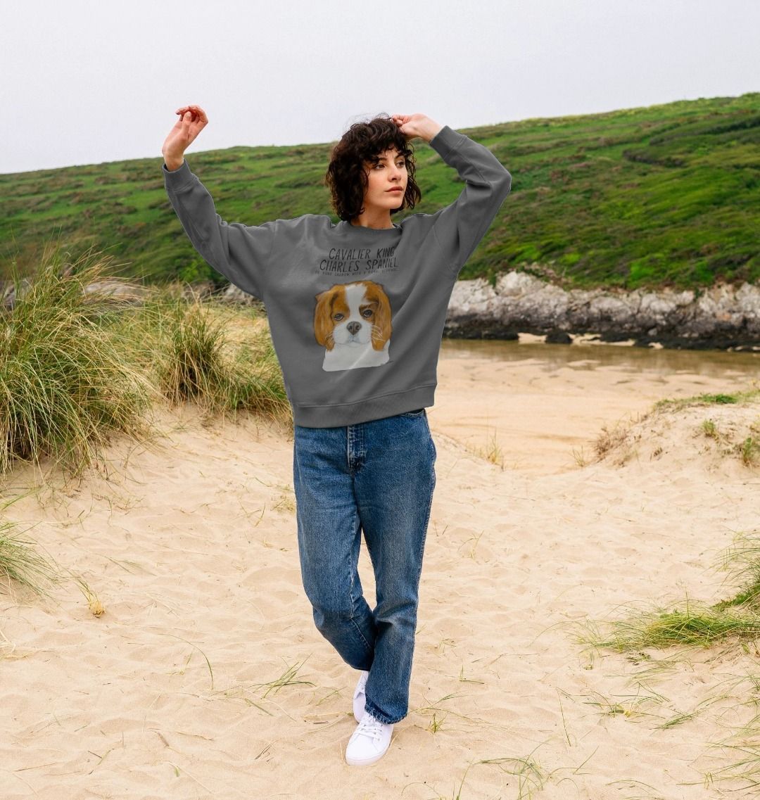 Oversized Eco-Luxe Sweatshirt with Cavalier Queen Energy