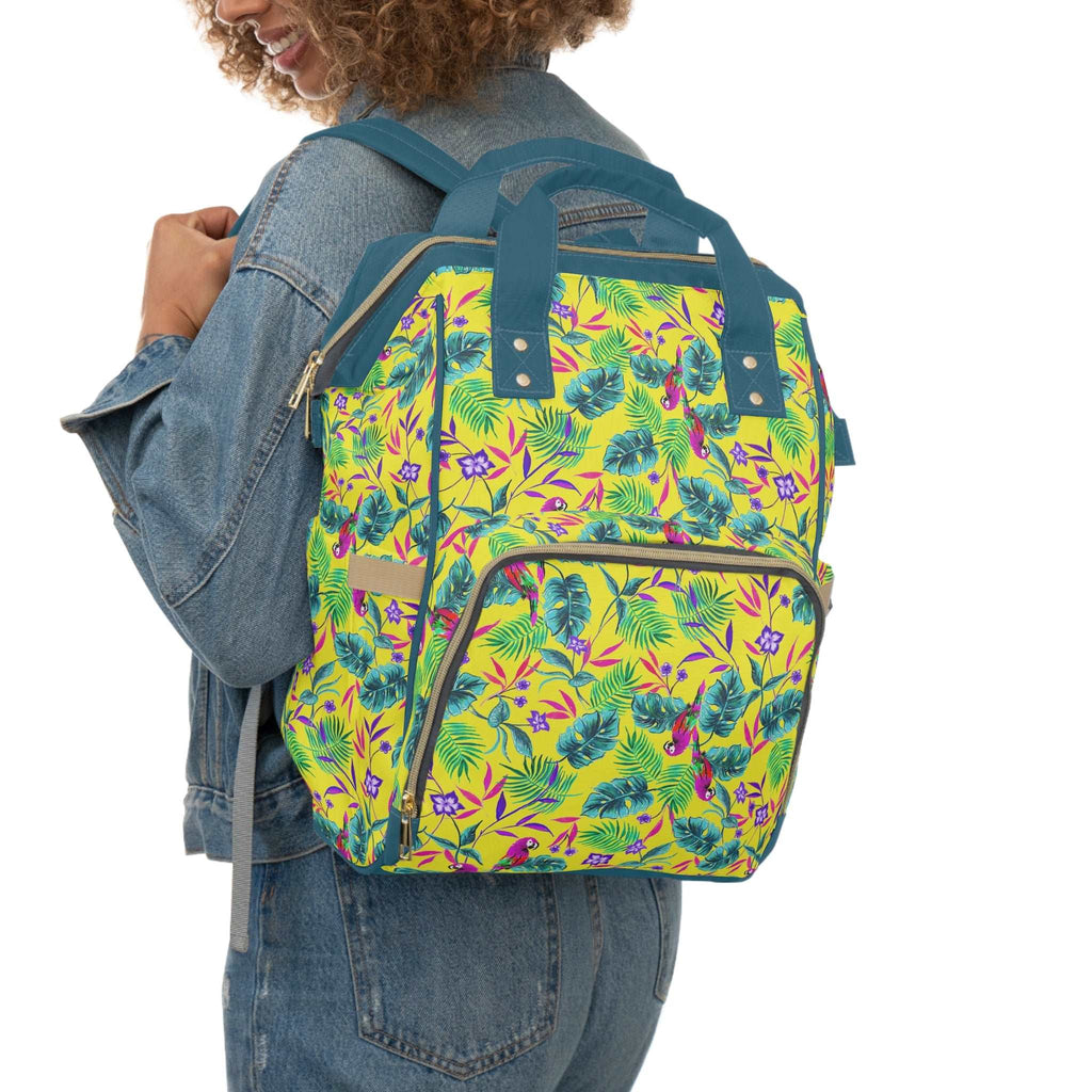 Yellow Tropical Baby Changing Bag Backpack