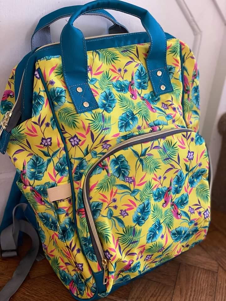 Yellow Tropical Baby Changing Bag Backpack