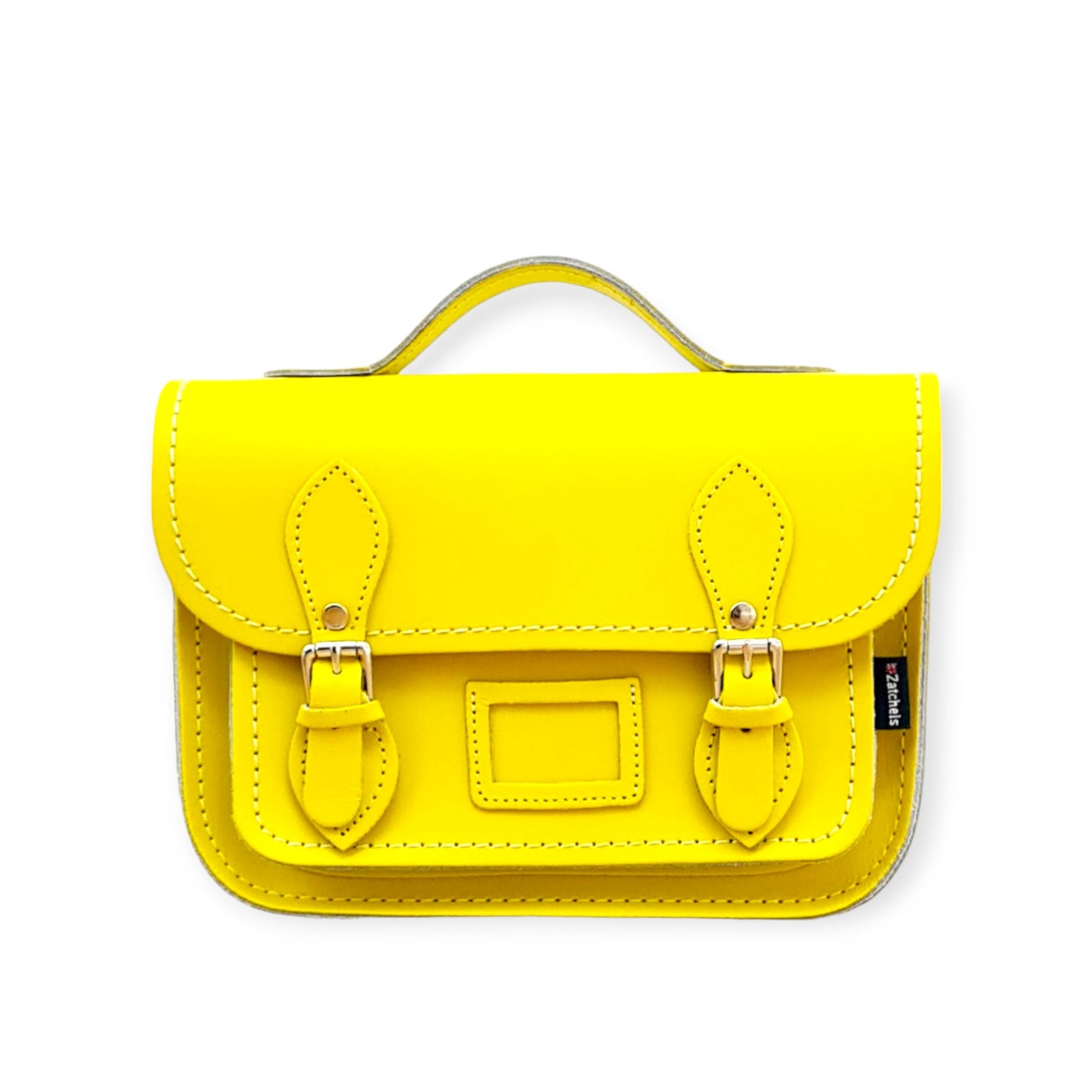 Pastel Daffodil Yellow Leather Midi Satchel