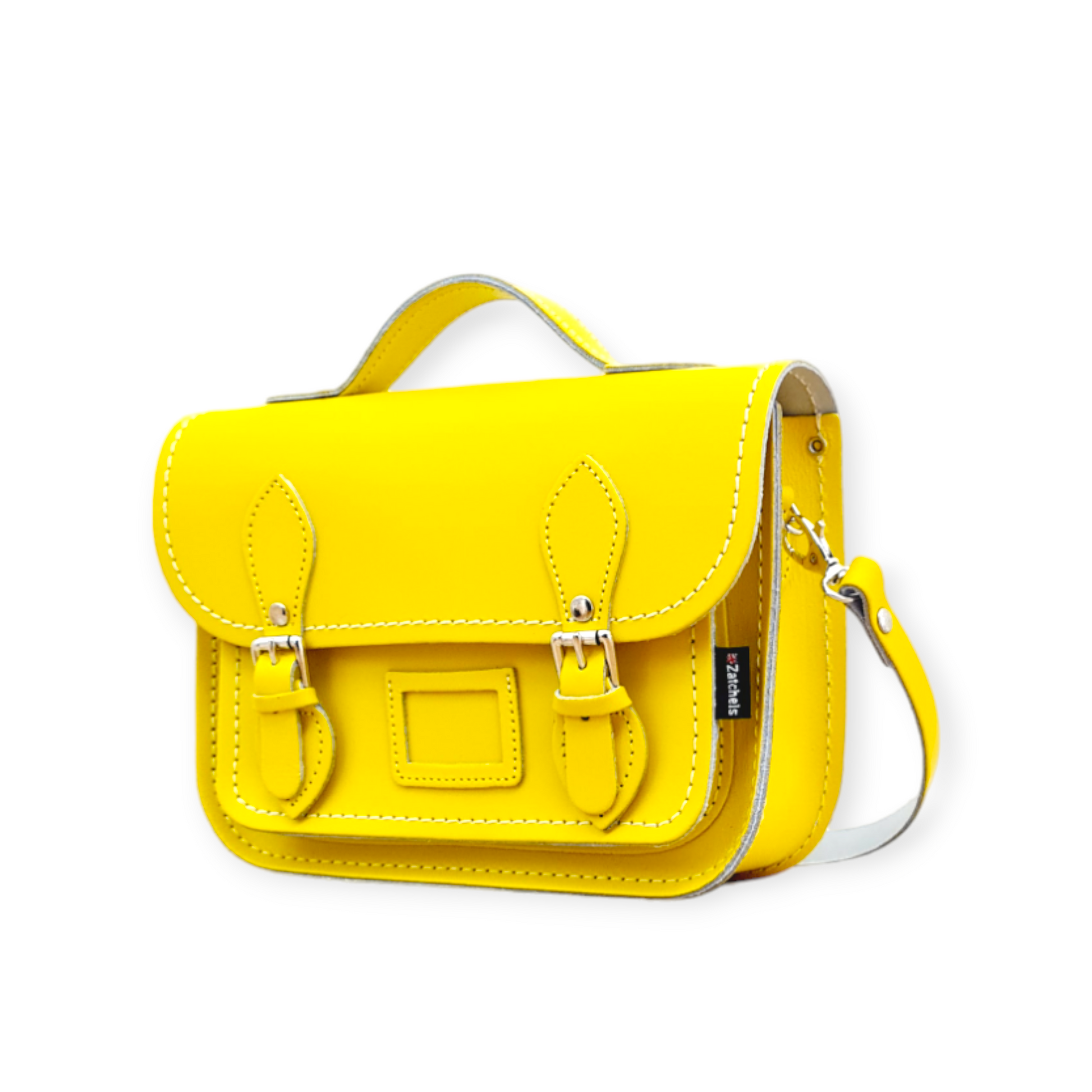 Pastel Daffodil Yellow Leather Midi Satchel