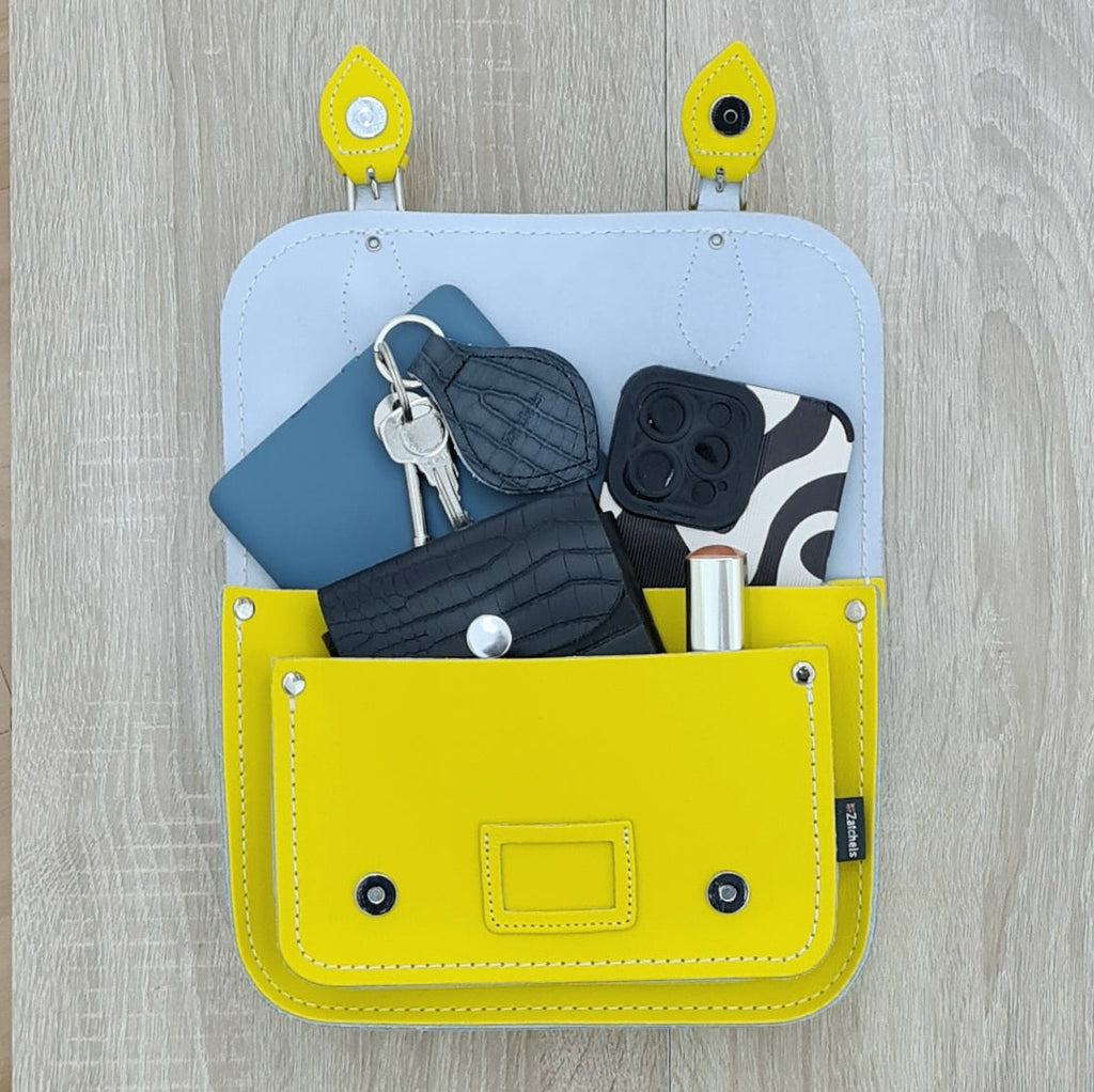 Pastel Daffodil Yellow Leather Midi Satchel