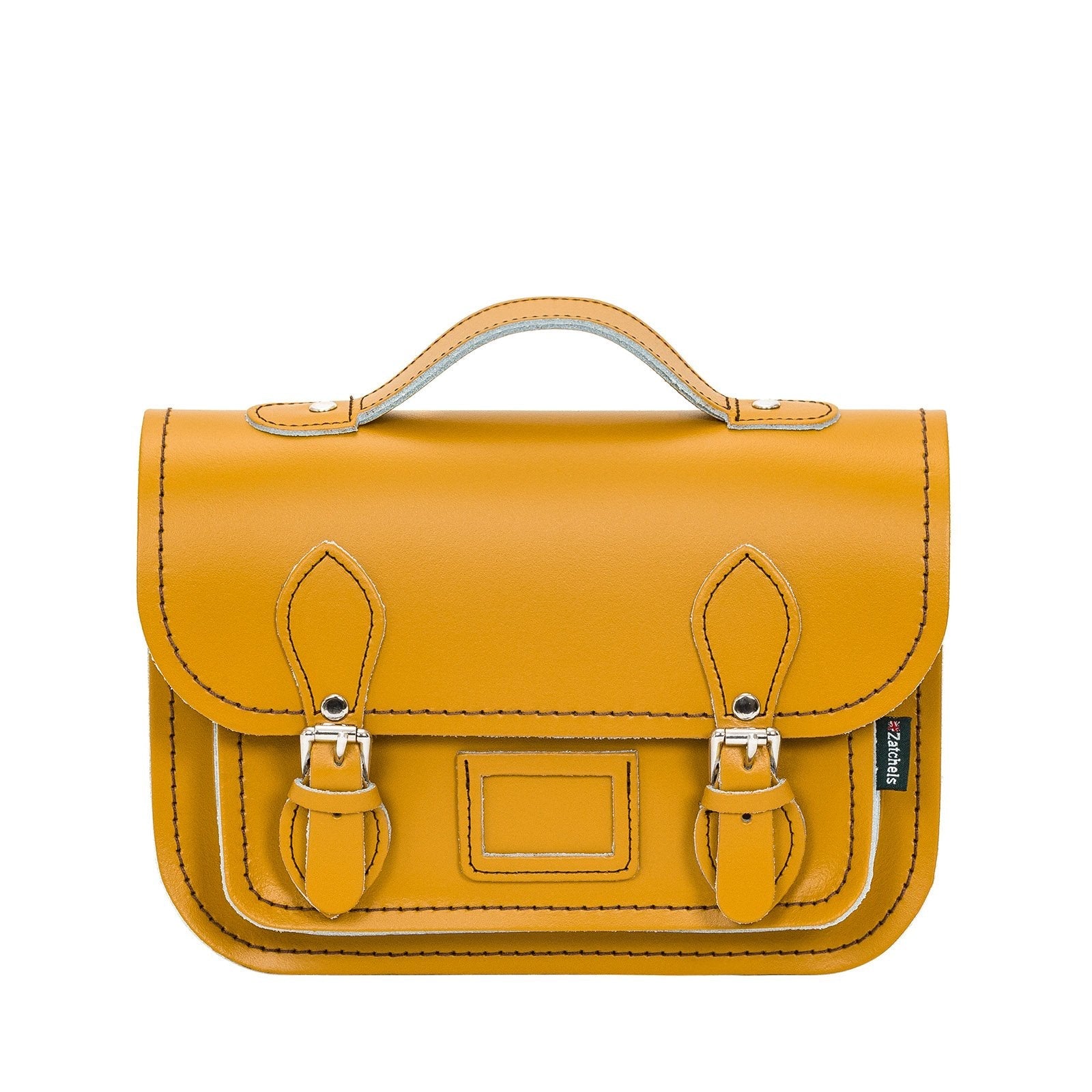 Yellow Ochre Leather Midi Satchel