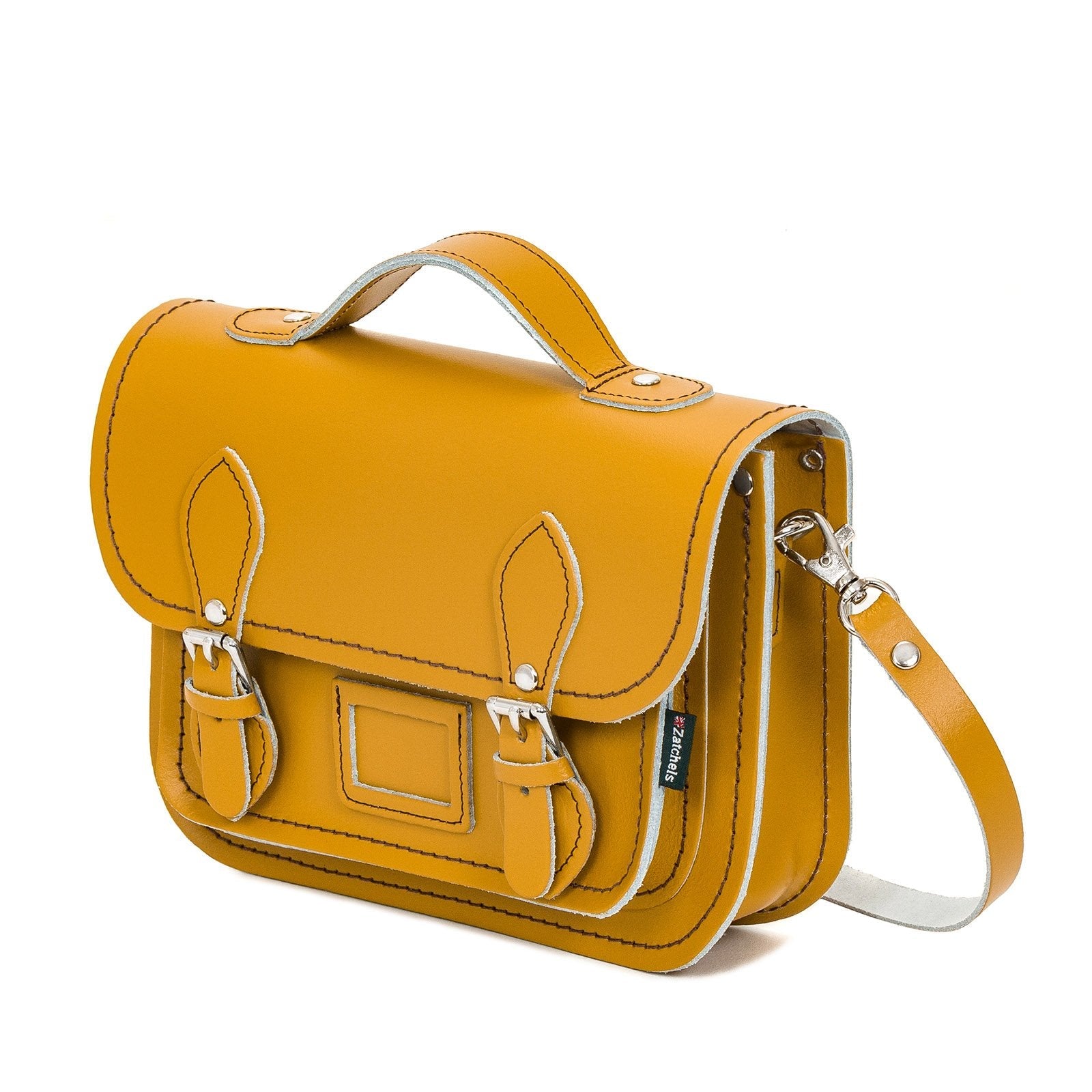 Yellow Ochre Leather Midi Satchel
