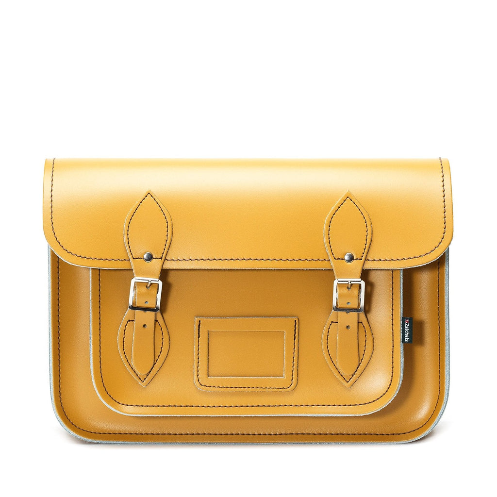 Handmade Leather Satchel in Yellow Ochre