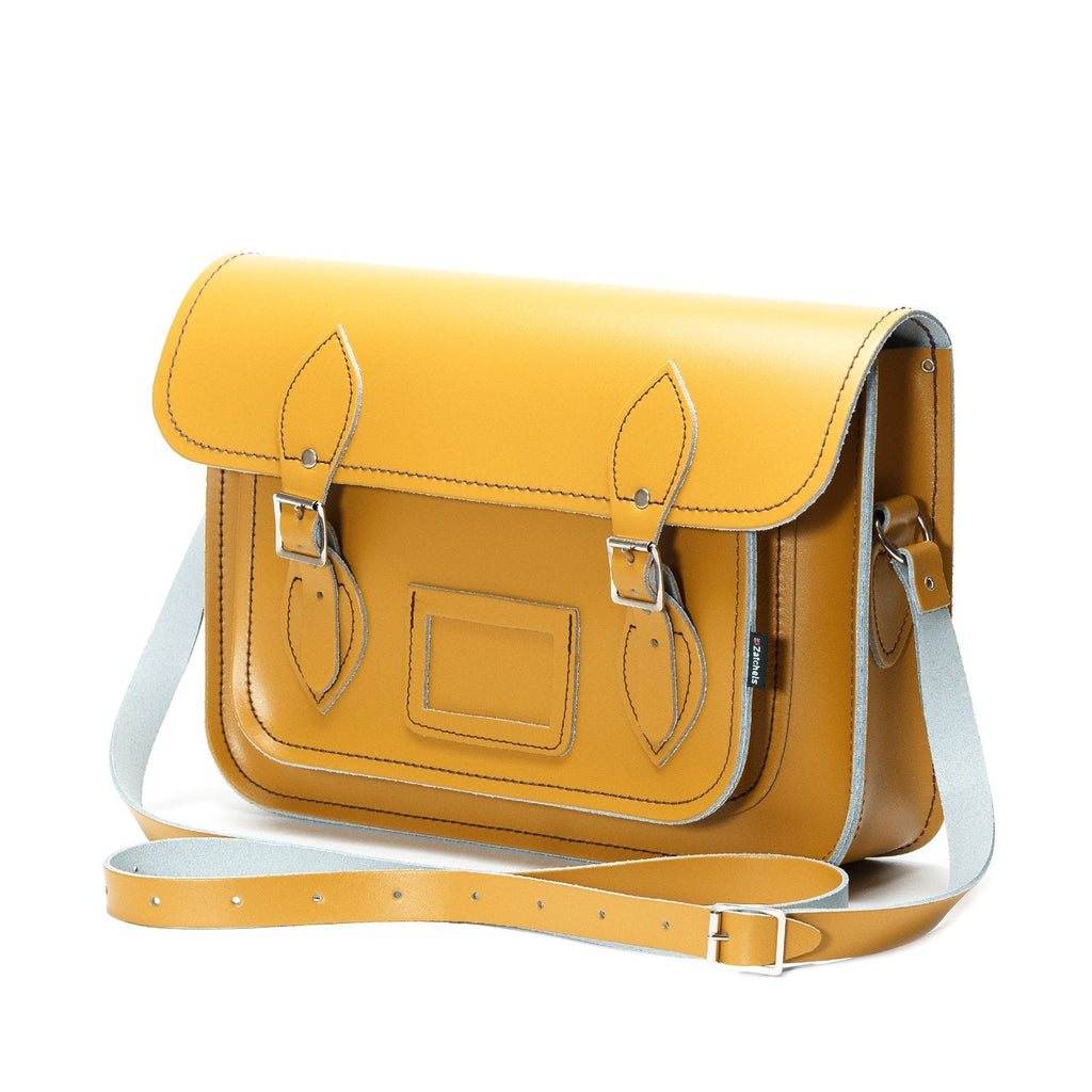 Handmade Leather Satchel in Yellow Ochre