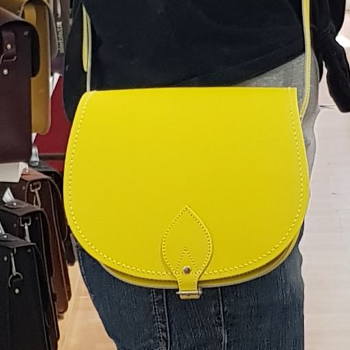 Handmade Leather Saddle Bag in Pastel Daffodil Yellow
