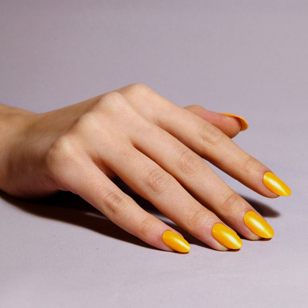 Sundial It Up Nail Polish in Marigold Yellow with Green Shimmer 15ml