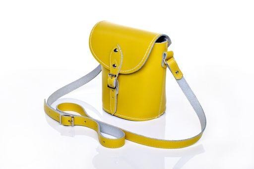 Handmade Leather Barrel Bag in Pastel Daffodil Yellow