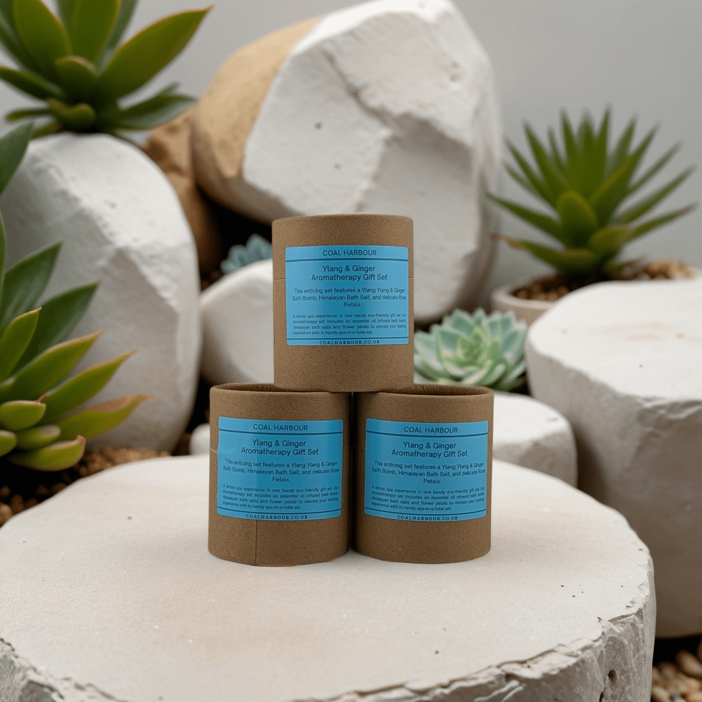 Ylang and Ginger Bath Bomb Gift Set with Himalayan Salt and Rose Petals