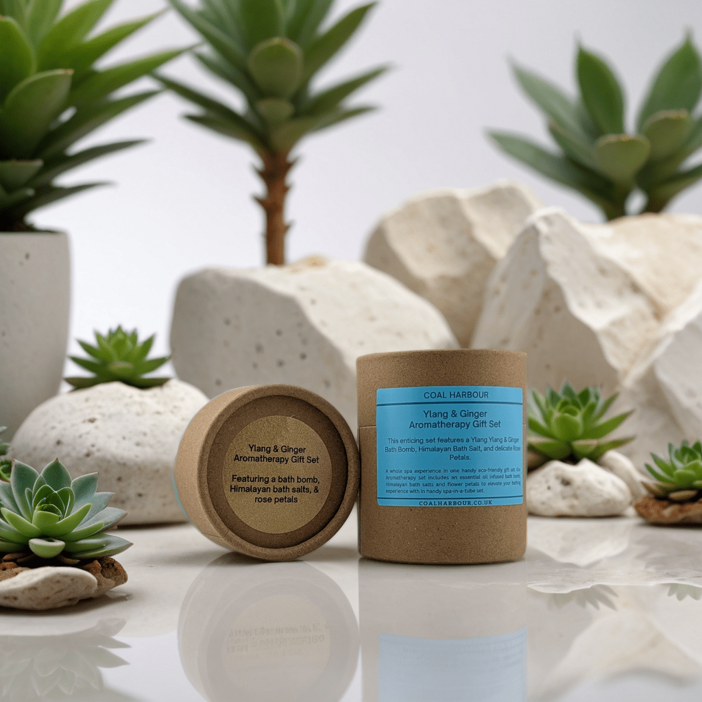 Ylang and Ginger Bath Bomb Gift Set with Himalayan Salt and Rose Petals