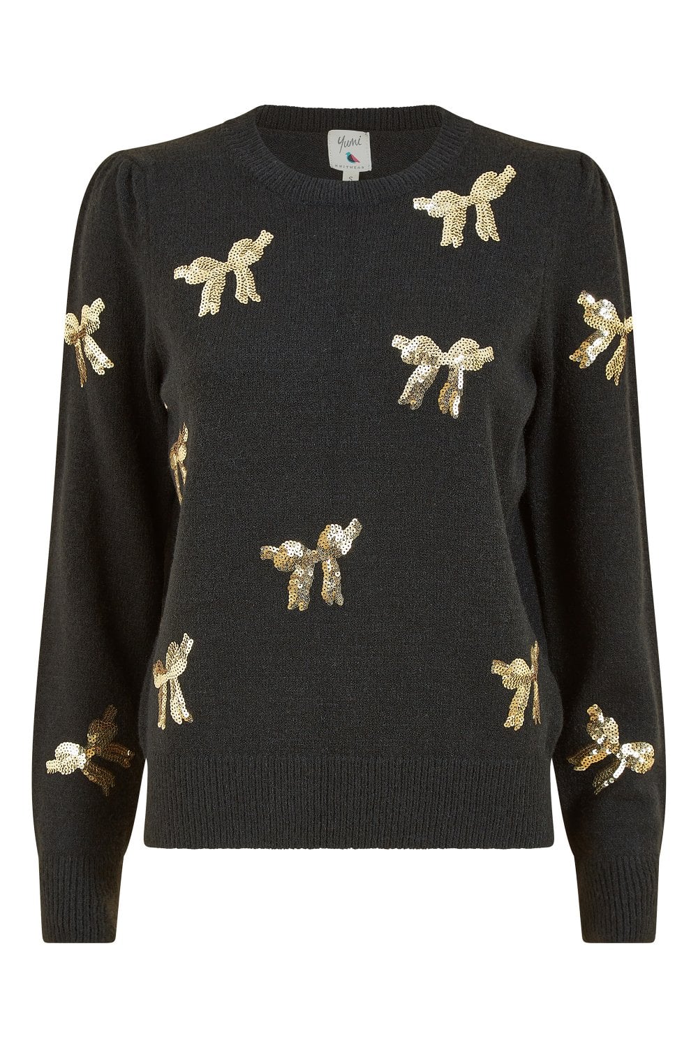 Black Sequin Bow Knitted Jumper