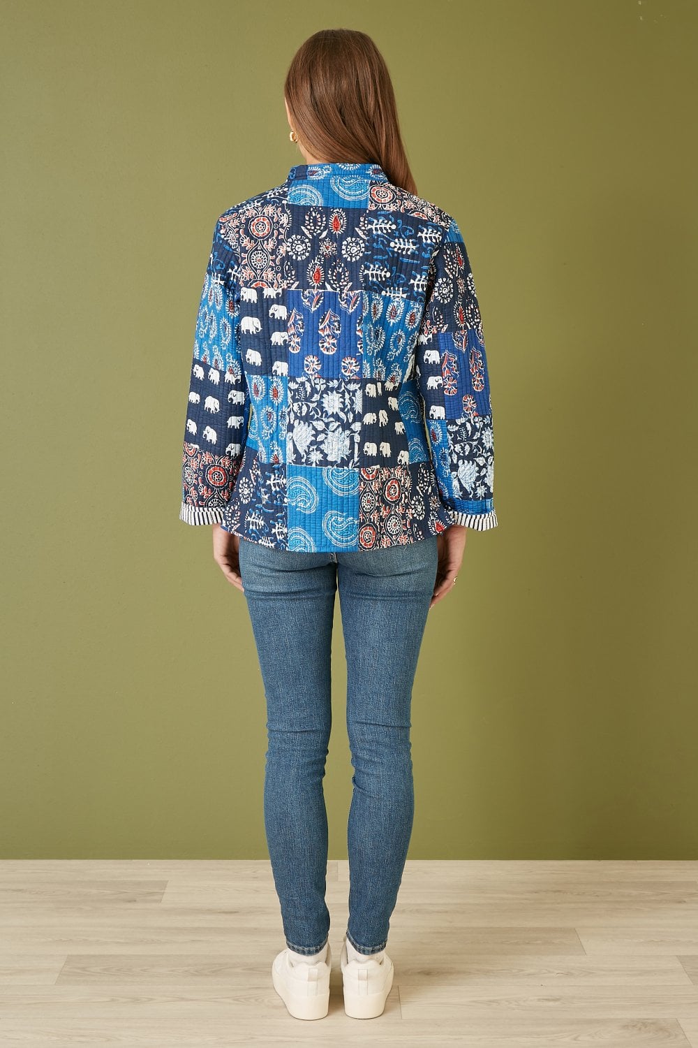 Blue Indian Patchwork Reversible Cotton Quilted Jacket
