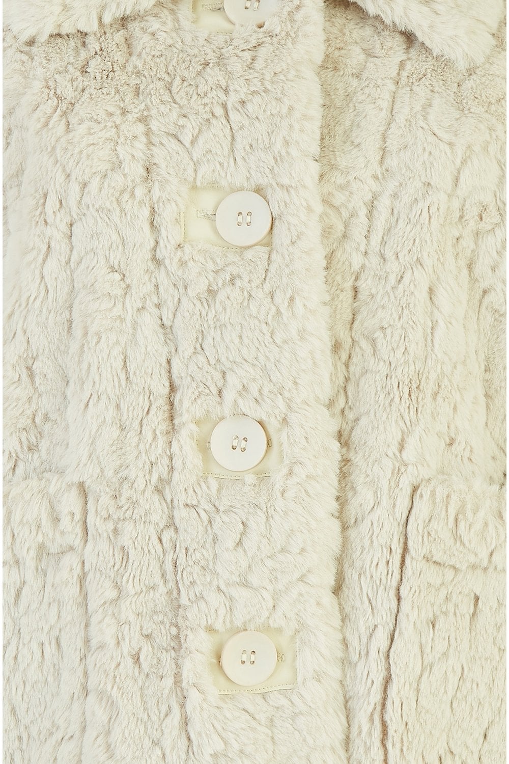 Cream Luxe Textured Faux Fur Jacket With Pockets