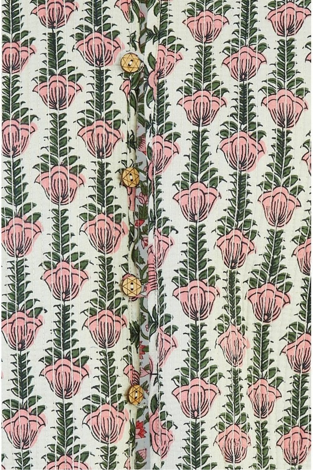 Pink Floral Print Reversible Cotton Quilted Jacket