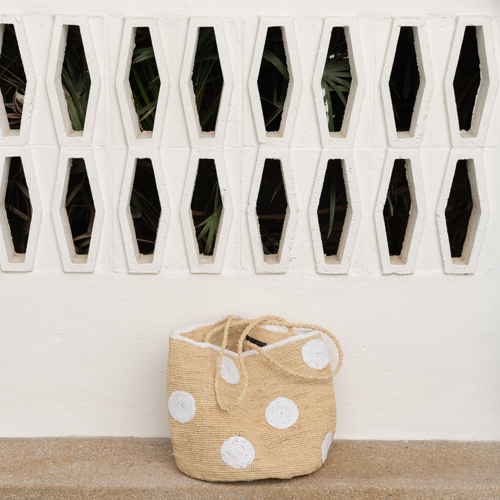 Handmade Raffia XL Bucket Tote Bag