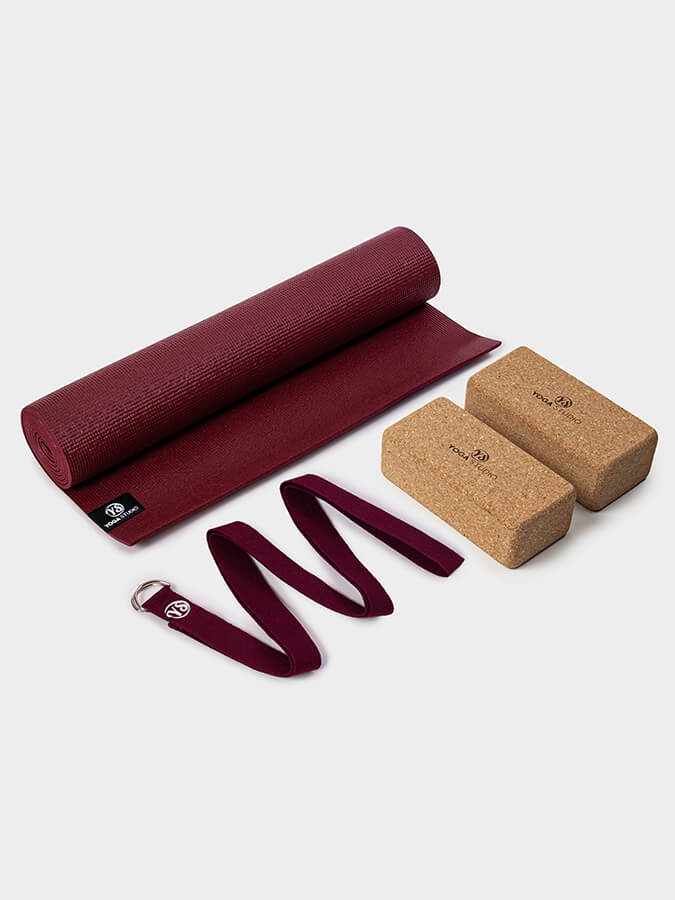Starter Cork Yoga Set with Mat Blocks and Strap