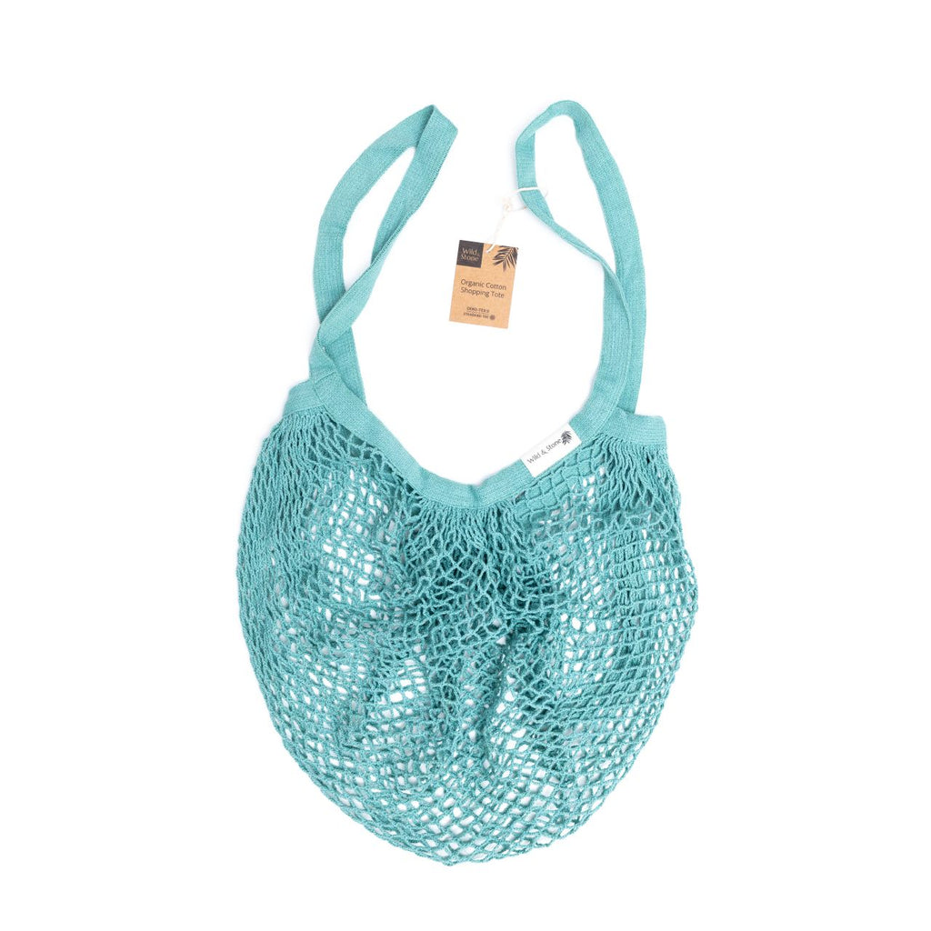 Organic Cotton Blue Crochet Tote Bag