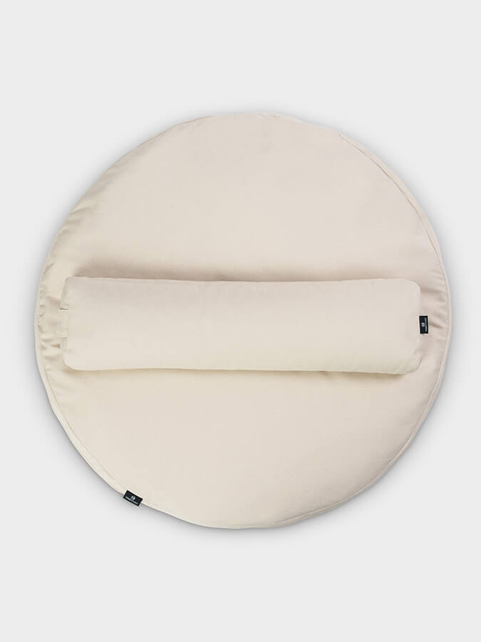 Round Organic Zabuton Meditation Cushion Kit with Buckwheat Bolster