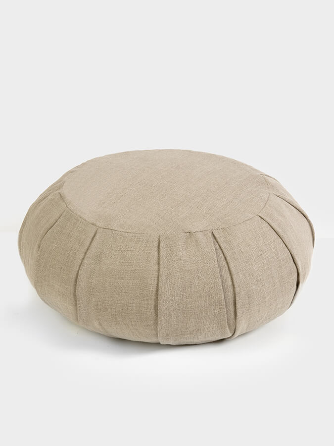 Organic Buckwheat Round Linen Meditation Zafu Cushion