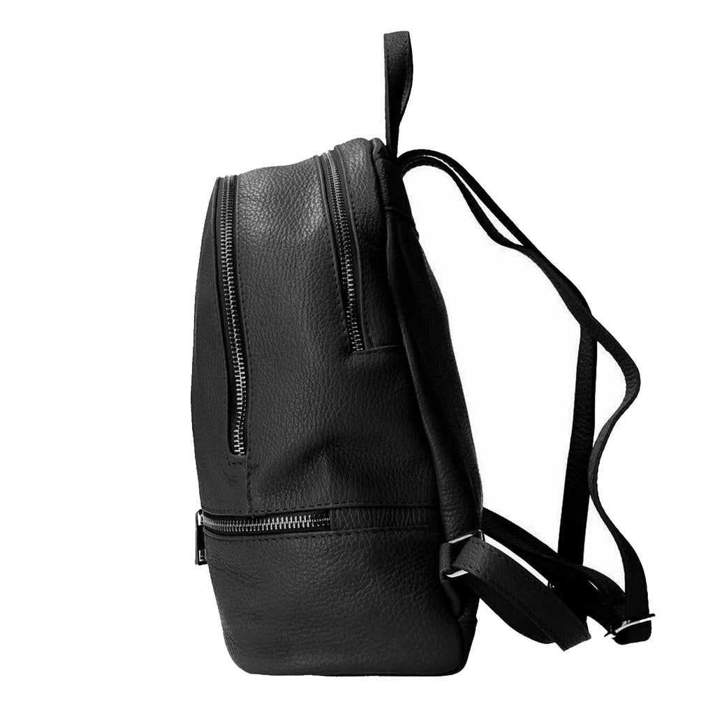 Essential Black Pebbled Leather Zip Around Backpack