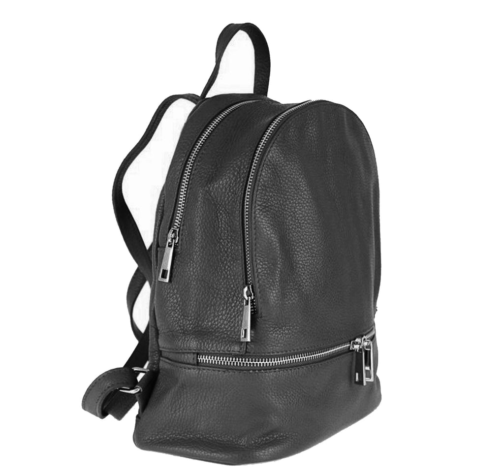 Essential Black Pebbled Leather Zip Around Backpack
