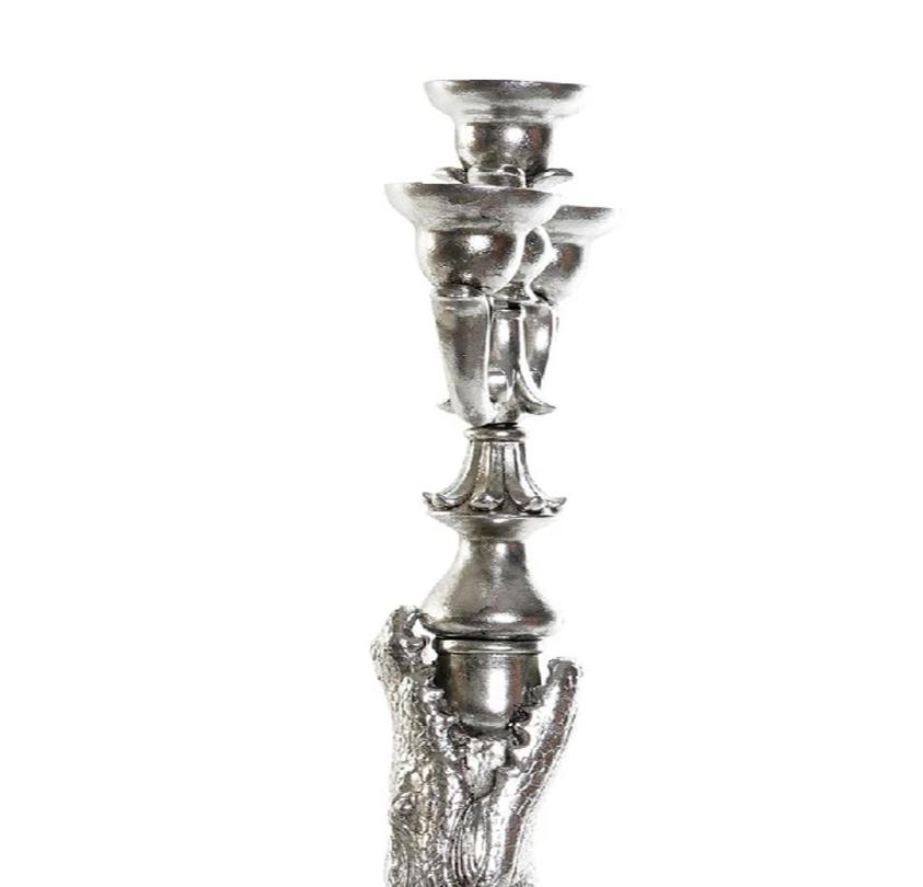 Silver Crocodile Candelabra – Sculptural Centerpiece Decor by Sostter at brixbailey.com