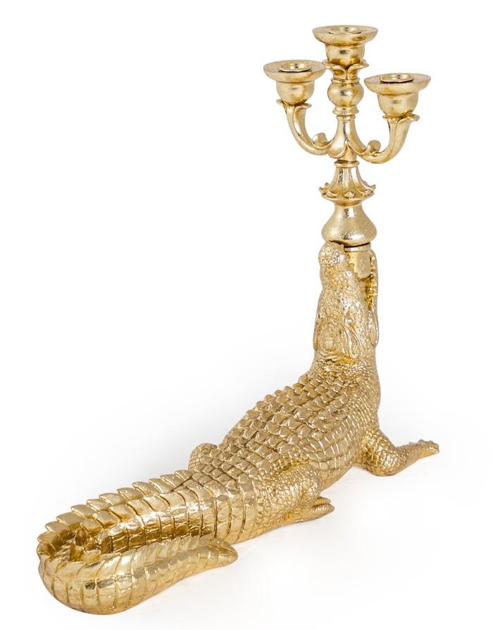 Gold Crocodile Candelabra