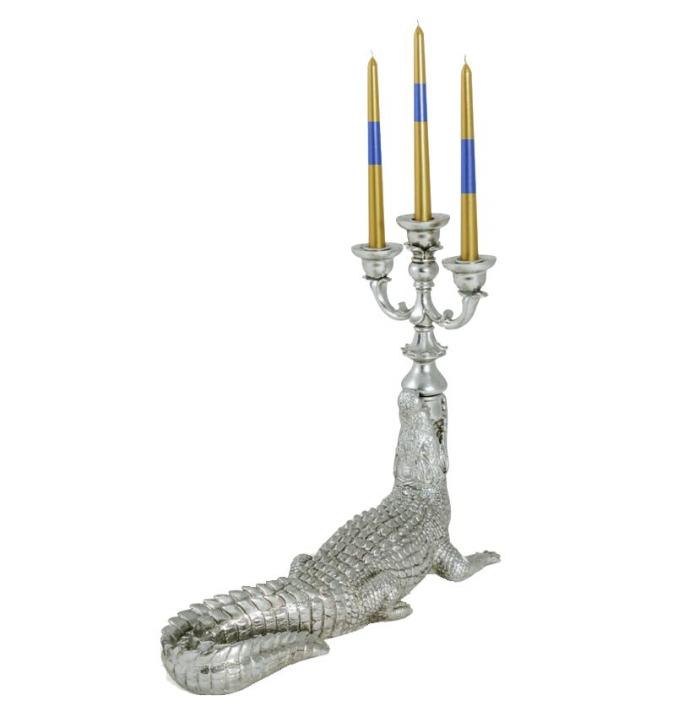 Silver Crocodile Candelabra – Sculptural Elegance & Unique Design by Sostter at brixbailey.com