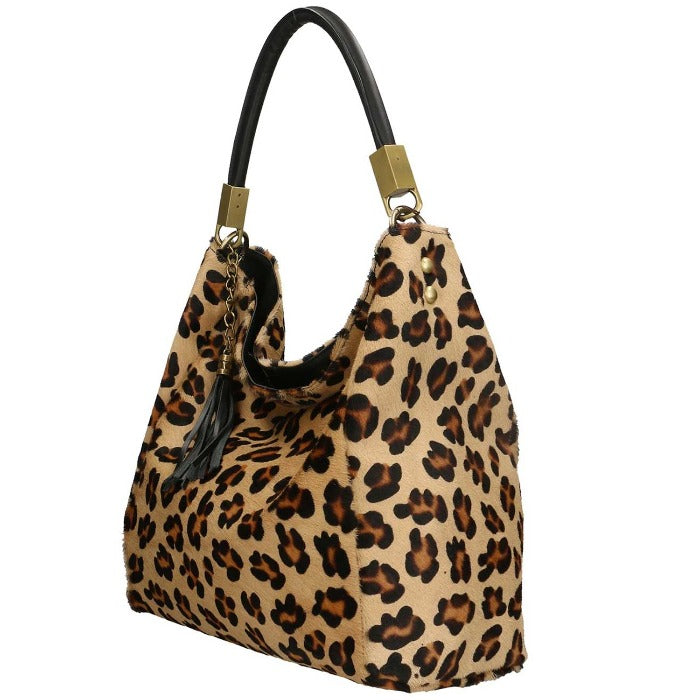 Leopard Print Calf Hair Tassel Bag – Chic & Versatile by Sostter at brixbailey.com