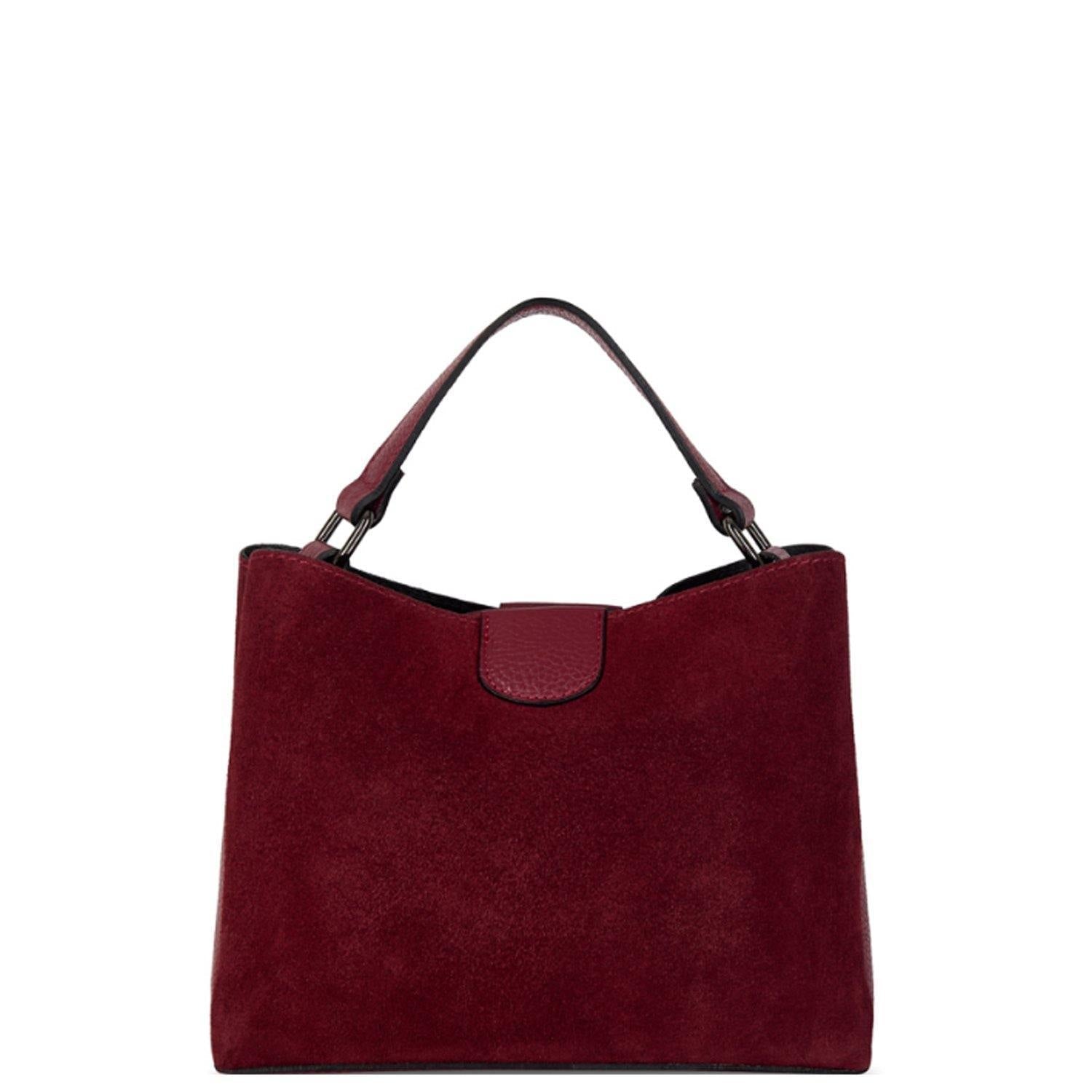 Maroon Suede Leather Grab Bag