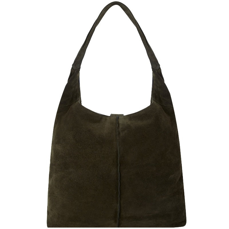 Olive Soft Suede Hobo Shoulder Bag Ethically Made Brix and Bailey Bag