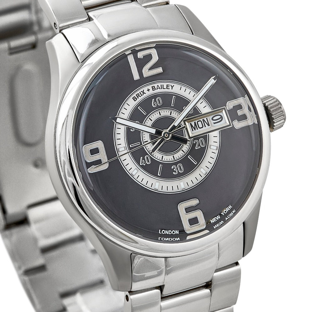 The Brix+Bailey Simmonds Watch Form 2 Mens Black Dial Steel Strap Watch