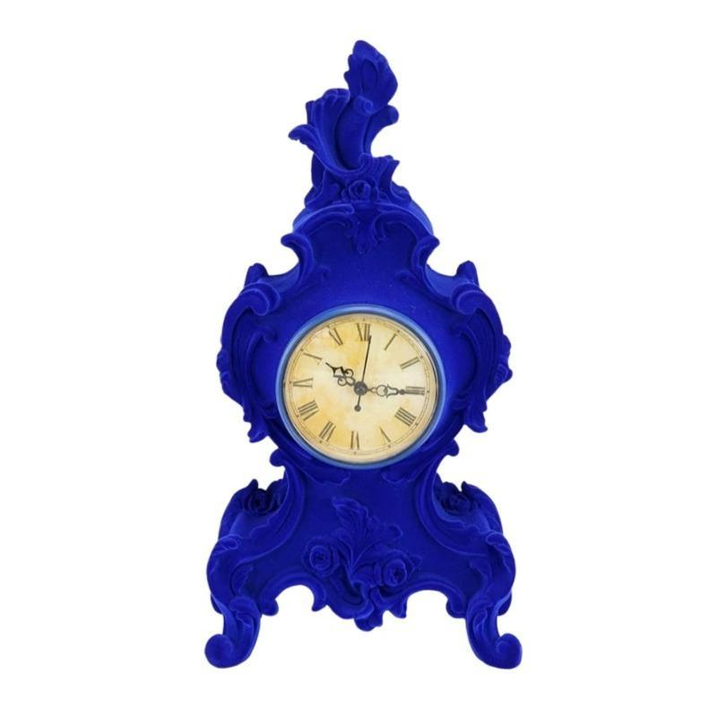 Bright Blue Flocked Mantle Clock – Unique & Quirky Decor by Sostter at brixbailey.com