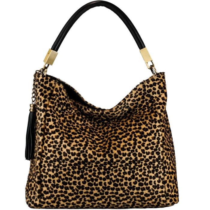 Cheetah Print Leather Tassel Bag – Stylish & Versatile by Sostter at brixbailey.com