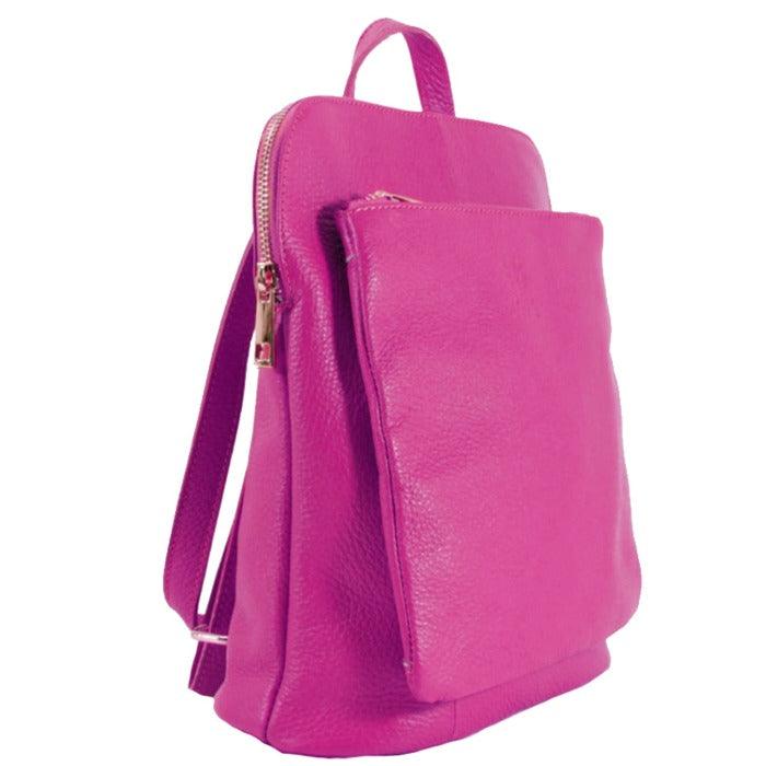 Versatile Fuchsia Leather Backpack – Stylish & Organized by Sostter at brixbailey.com