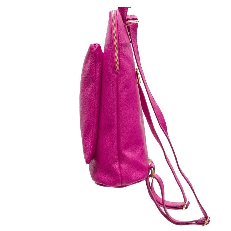 Fuchsia Pebbled Leather Backpack – Stylish & Versatile by Sostter at brixbailey.com