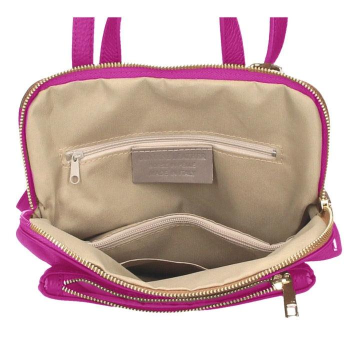 Fuchsia Pebbled Leather Backpack – Versatile & Fashionable by Sostter at brixbailey.com