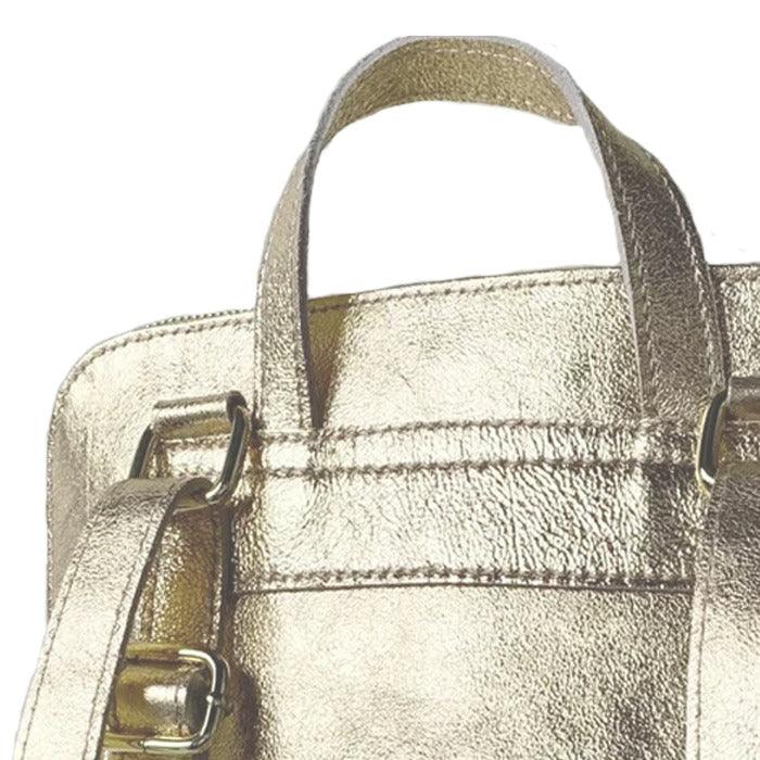 Gold Metallic Leather Backpack – Versatile & Sophisticated Style by Sostter at brixbailey.com